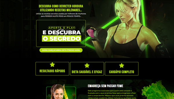 Landing Page para venda de produtos Fitness e Emagrecimento.